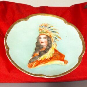 Vtg. Signed A.Viernow J & C Louise Bavaria Headdress Indian Princess Plate 7"